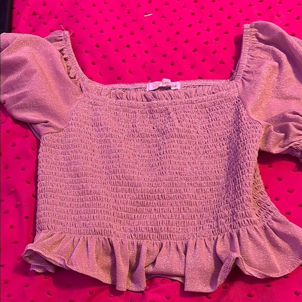 Rewind Shimmery Pink Smocked Top